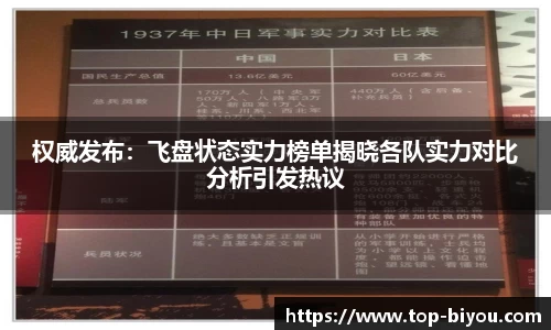 权威发布:飞盘状态实力榜单揭晓各队实力对比分析引发热议